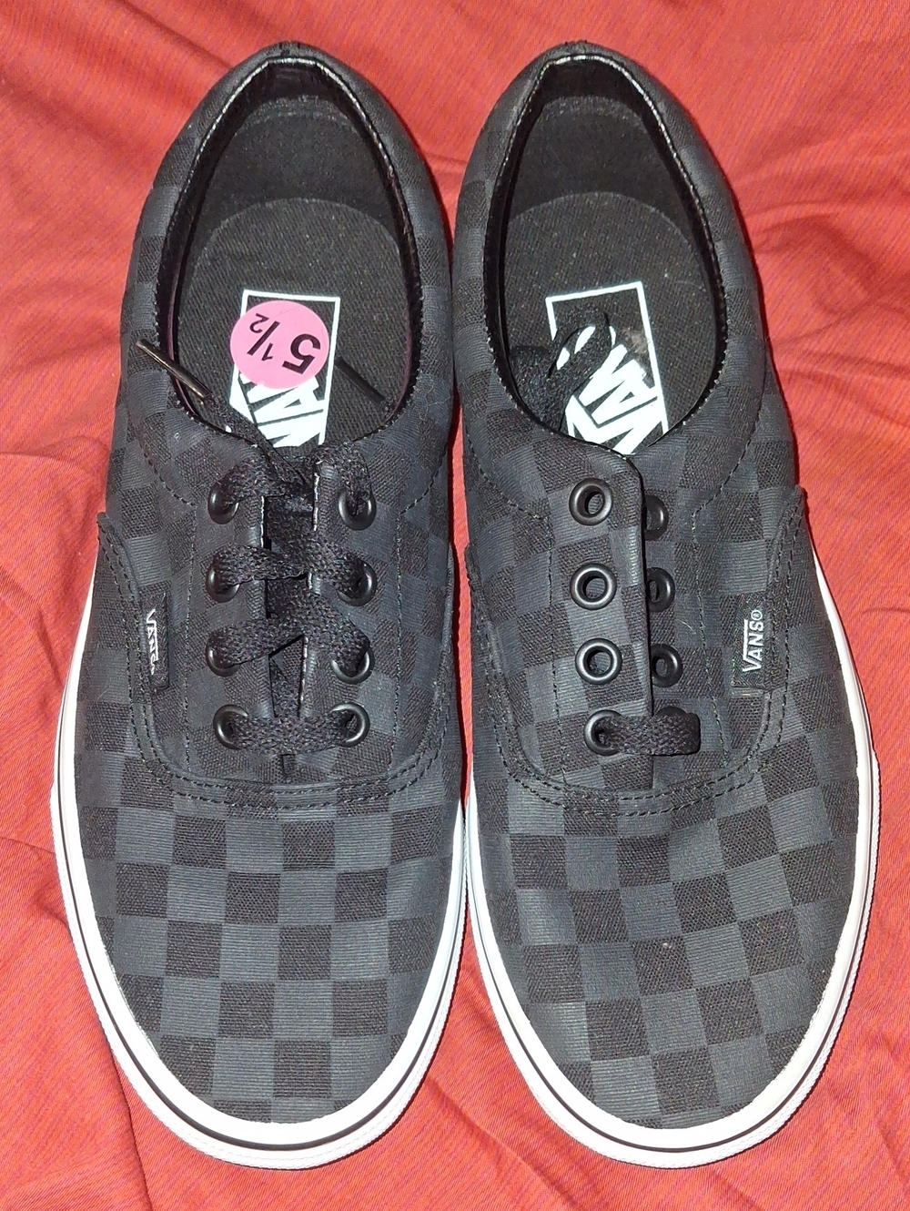 Vans Black Checkerboard Authentic Low-Top Sneakers M5.5 W7